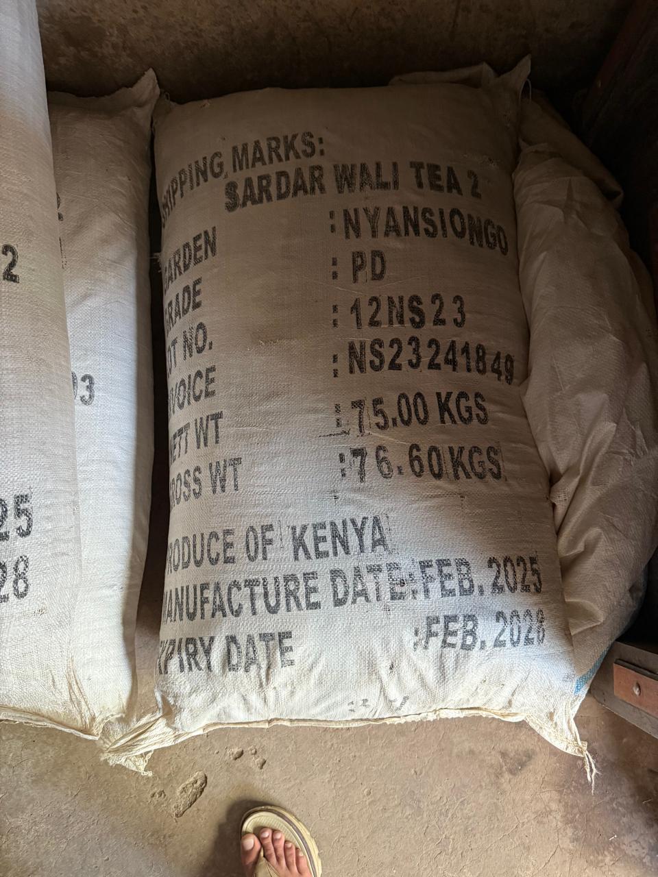 Kenya tea sack with PF1 marking